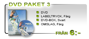 Kopierad DVD med thermo re-transfer fototryck, frpackad i dvd-box med omslag i frg.